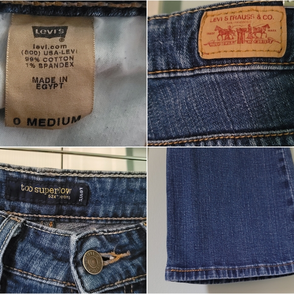 Levi's TOO SUPERLOW BOOT 524 Women's 0 Medium Cotton Blue Jeans - Picture 6 of 6